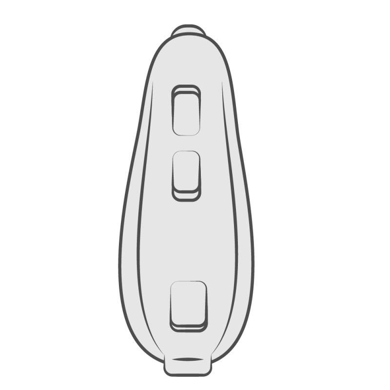 Ilustración de audífono BTE (Detrás de la Oreja) - Vista frontal del producto potente y duradero para pérdidas severas